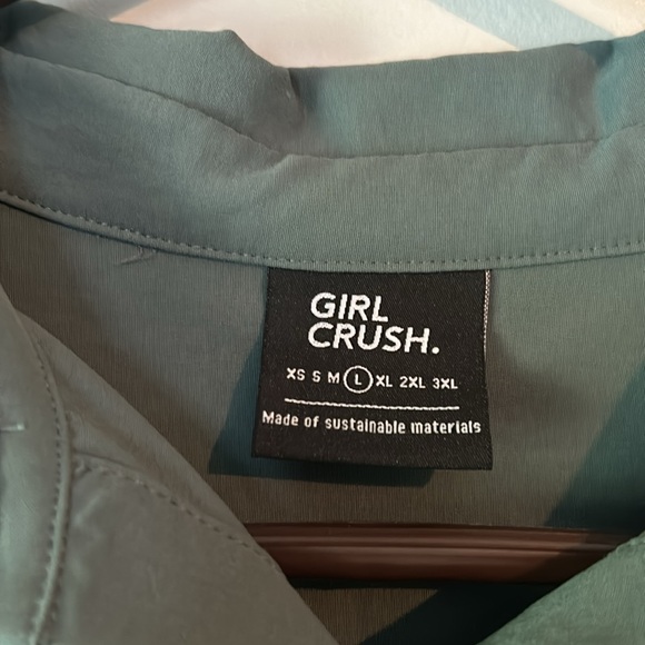 Girl Crush Cargo Button Up Shirt Green Large - Picture 4 of 9